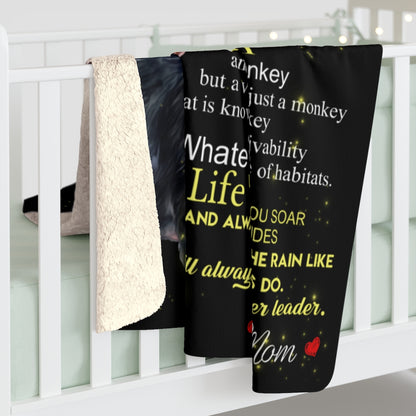 Albert the Monkey Sherpa Fleece Blanket (Daughter from Mom)