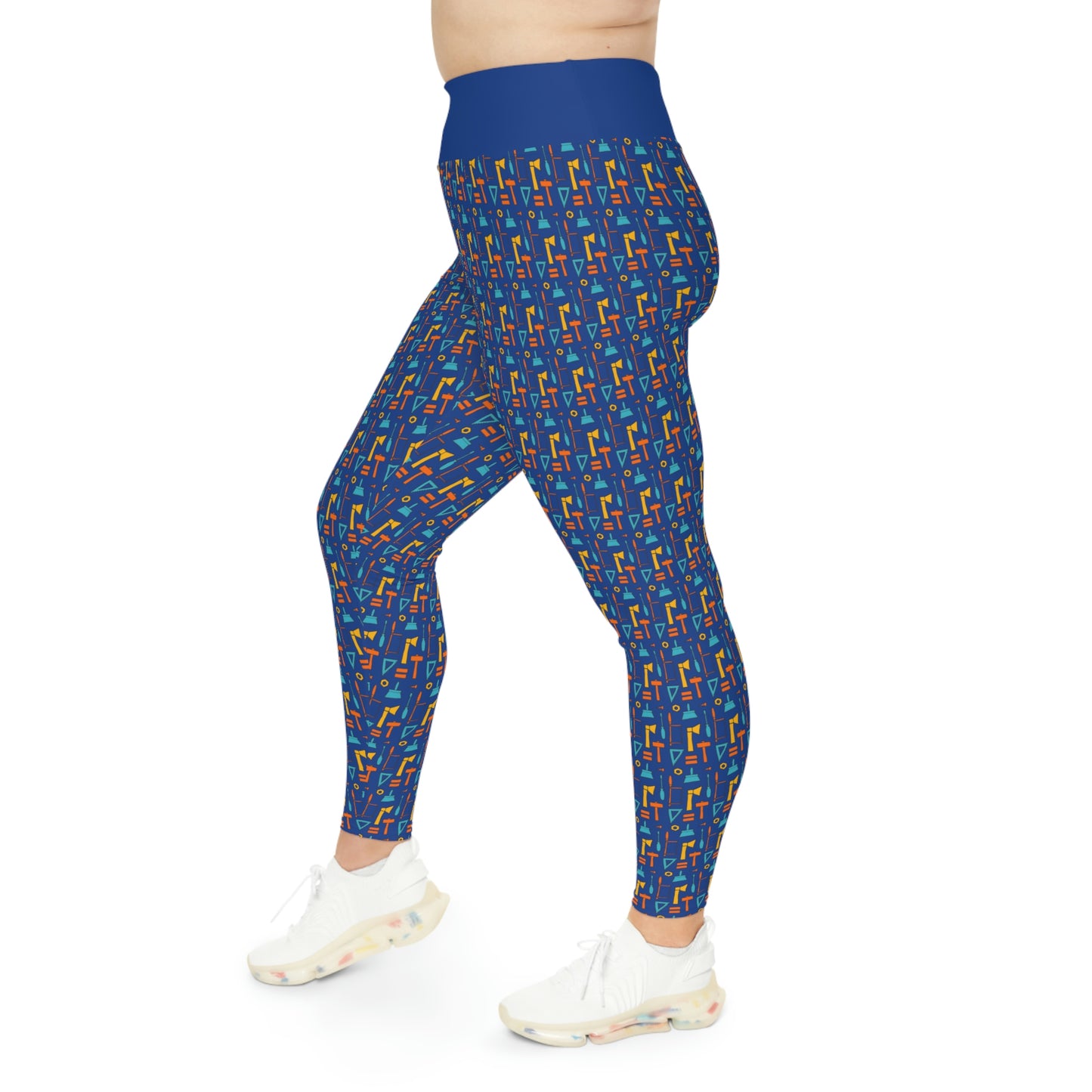 Construction Plus Size Leggings One of a Kind Gift - Unique Workout Activewear tights for Mom fitness, Mothers Day, Girlfriend Christmas Gift