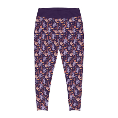 Cute Ocean Plus Size Leggings One of a Kind Gift - Unique Workout Activewear tights for Mom fitness, Mothers Day, Girlfriend Christmas Gift