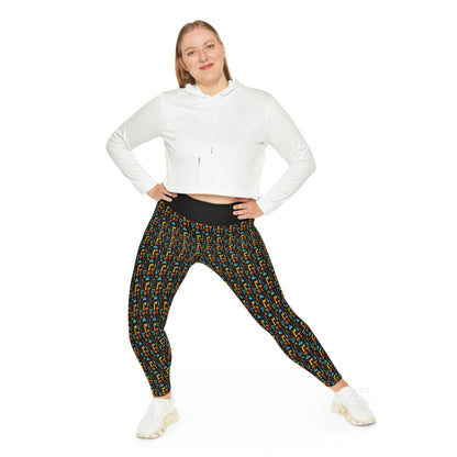 Construction Plus Size Leggings One of a Kind Gift - Unique Workout Activewear tights for Mom fitness, Mothers Day, Girlfriend Christmas Gift