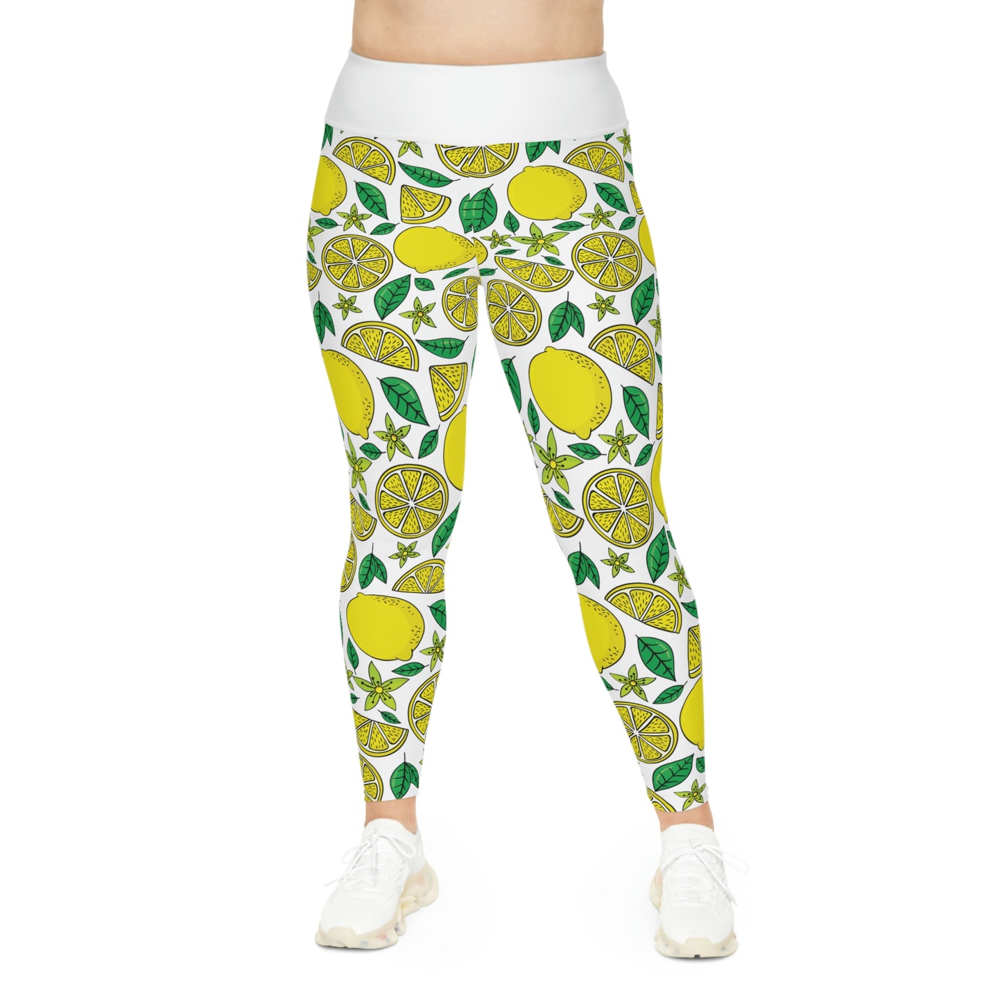 Lemon Summer Plus Size Leggings One of a Kind Unique Workout Activewear tights for Mom fitness, Mothers Day, Girlfriend Christmas Gift
