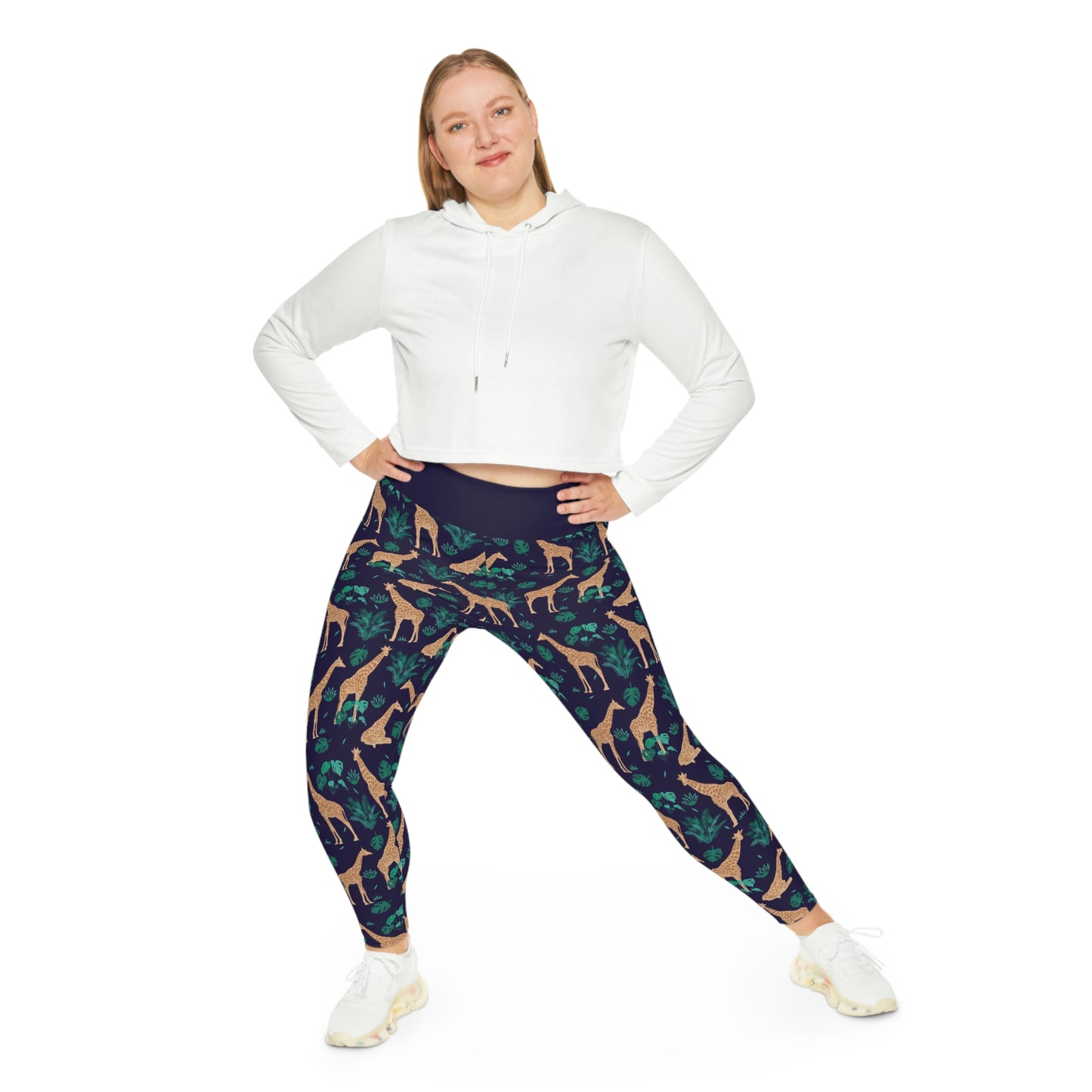 Giraffe Safari Plus Size Leggings One of a Kind  Unique Workout Activewear tights for Mom fitness, Mothers Day, Girlfriend Christmas Gift