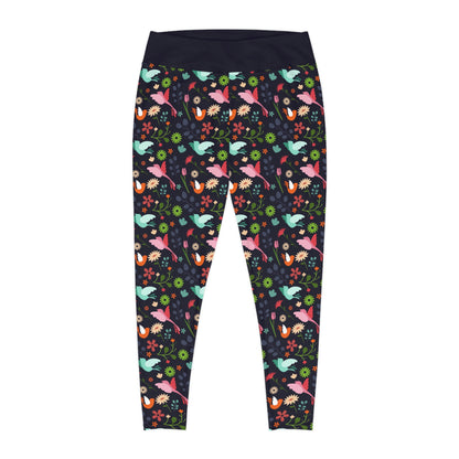 Hummingbirds Plus Size Leggings animal kingdom, Safari Leggings, One of a Kind Gift - Workout Activewear tights for Wife, Friend, mom and me tights Christmas Gift