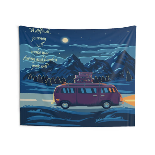 Camper Moon Tapestry Contemporary Home Decor . Inspirational Wall Hanging Art for Baby Nursery, Dorm room, Coastal Home . Housewarming Gift