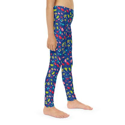 Candy Cane Youth Leggings,  One of a Kind Gift - Unique Workout Activewear tights for  kids Fitness , Daughter, Niece  Christmas Gift
