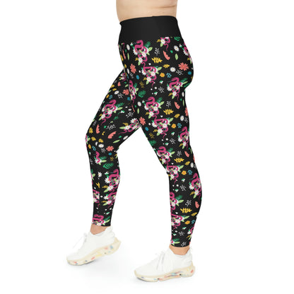 Snake Floral Plus Size Leggings One of a Kind Gift - Unique Workout Activewear tights for Mom fitness, Mothers Day, Girlfriend Christmas Gift