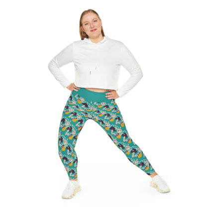 Magic Mushroom Plus Size Leggings One of a Kind Gift - Unique Workout Activewear tights for Mom fitness, Mothers Day, Girlfriend Christmas Gift