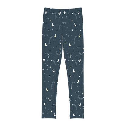Galaxy, Moon and stars Celestial Youth Leggings, One of a Kind Gift - Unique Workout Activewear tights for kids, Daughter, Niece  Christmas Gift