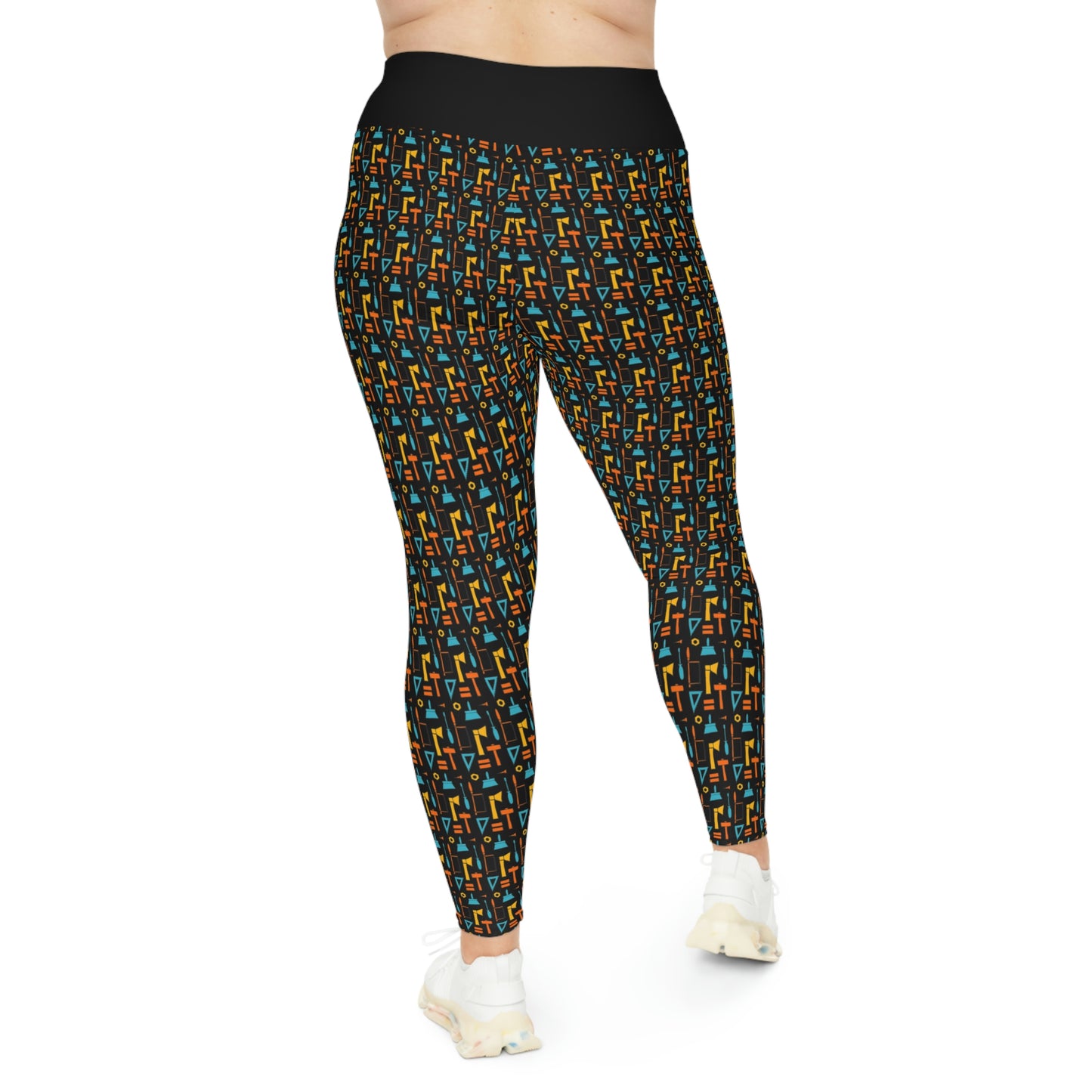 Construction Plus Size Leggings One of a Kind Gift - Unique Workout Activewear tights for Mom fitness, Mothers Day, Girlfriend Christmas Gift