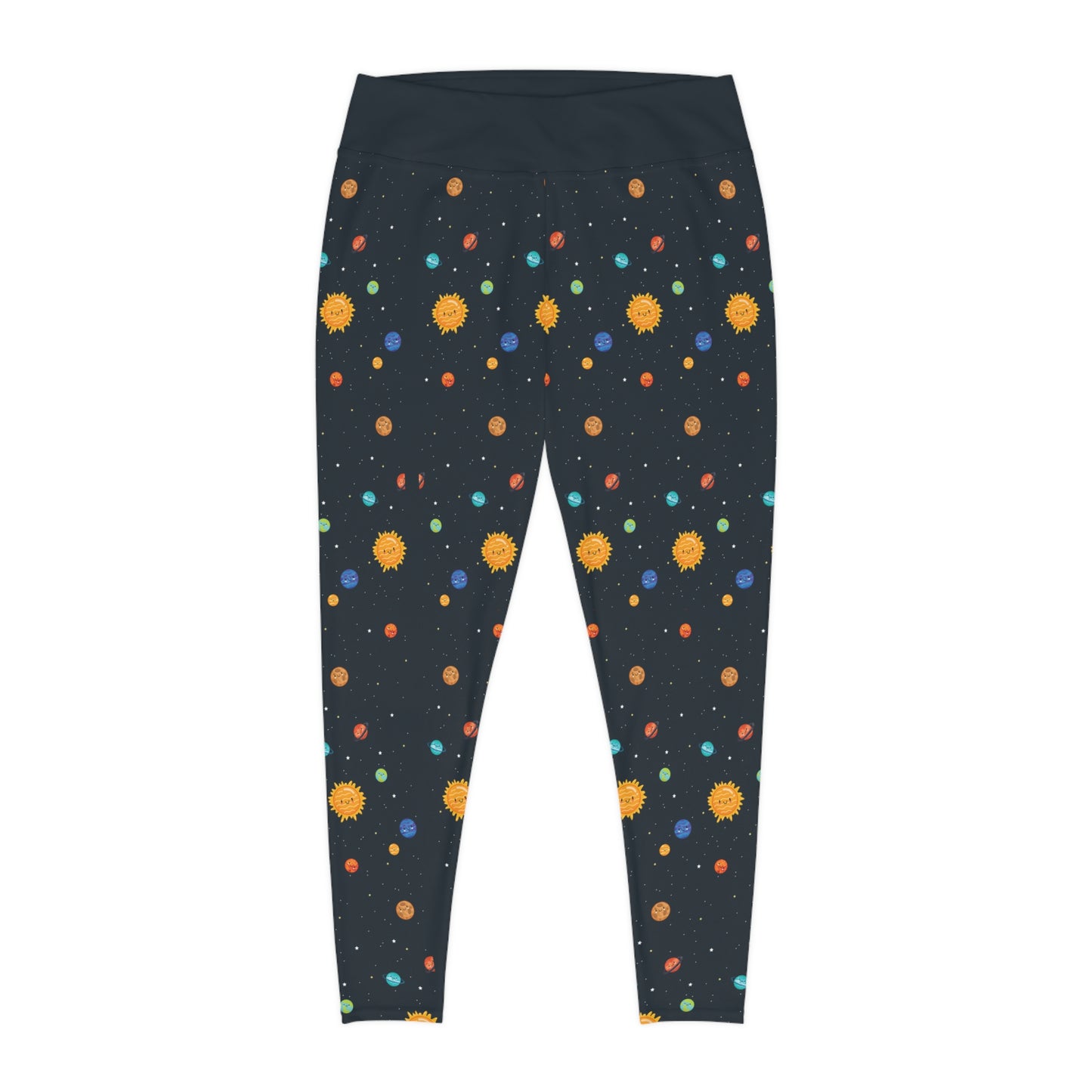 Planet Sun Moon Plus Size Leggings One of a Kind Gift - Unique Workout Activewear tights for Mom fitness, Mothers Day, Girlfriend Christmas Gift