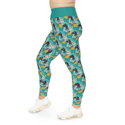 Magic Mushroom Plus Size Leggings One of a Kind Gift - Unique Workout Activewear tights for Mom fitness, Mothers Day, Girlfriend Christmas Gift