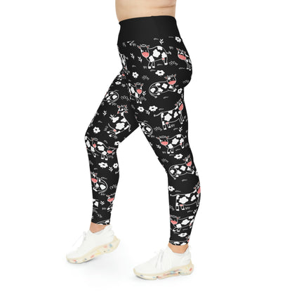 Cow Farm Animals Plus Size Leggings One of a Kind Unique Workout Activewear tights for Mom fitness, Mothers Day, Girlfriend Christmas Gift