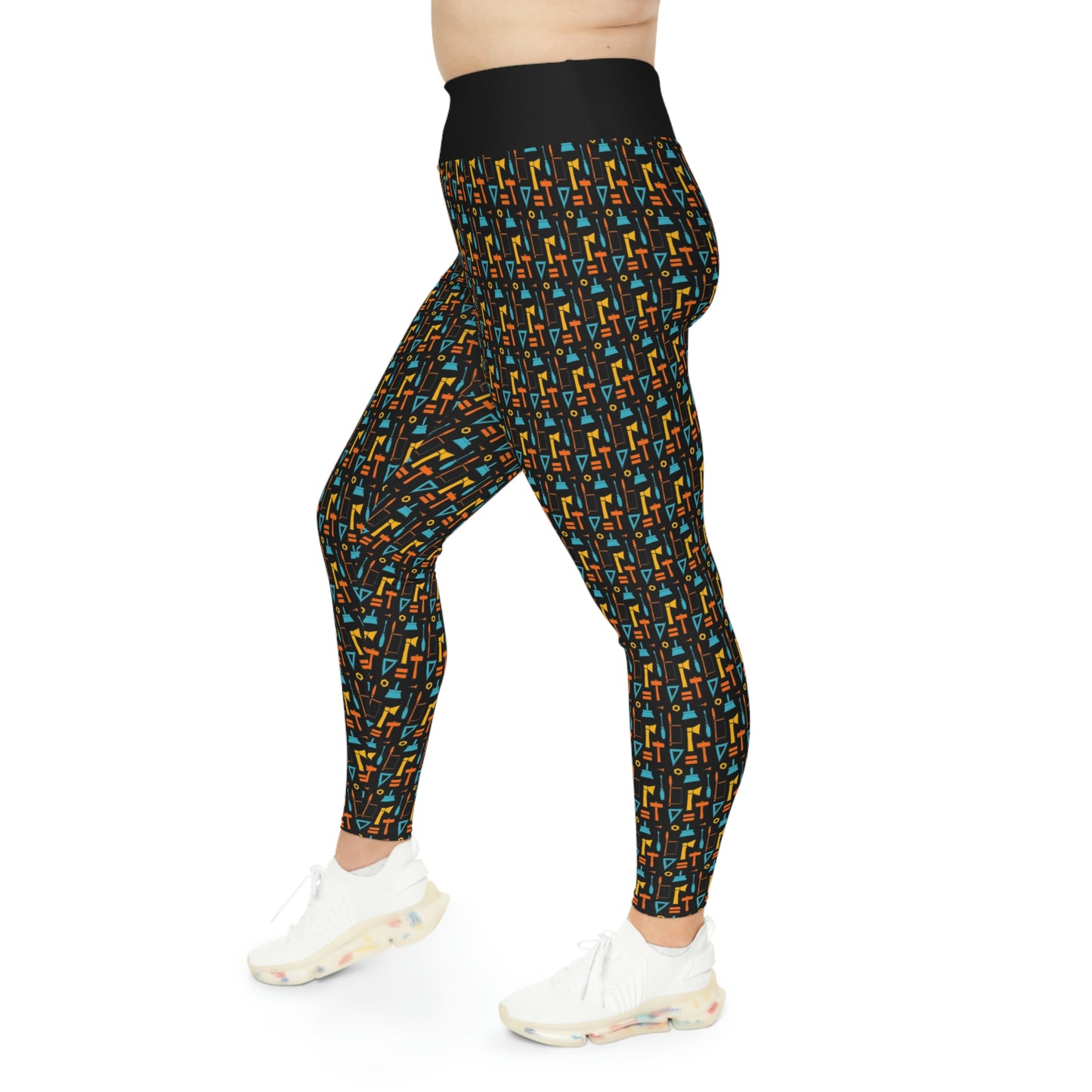 Construction Plus Size Leggings One of a Kind Gift - Unique Workout Activewear tights for Mom fitness, Mothers Day, Girlfriend Christmas Gift