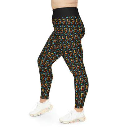 Construction Plus Size Leggings One of a Kind Gift - Unique Workout Activewear tights for Mom fitness, Mothers Day, Girlfriend Christmas Gift