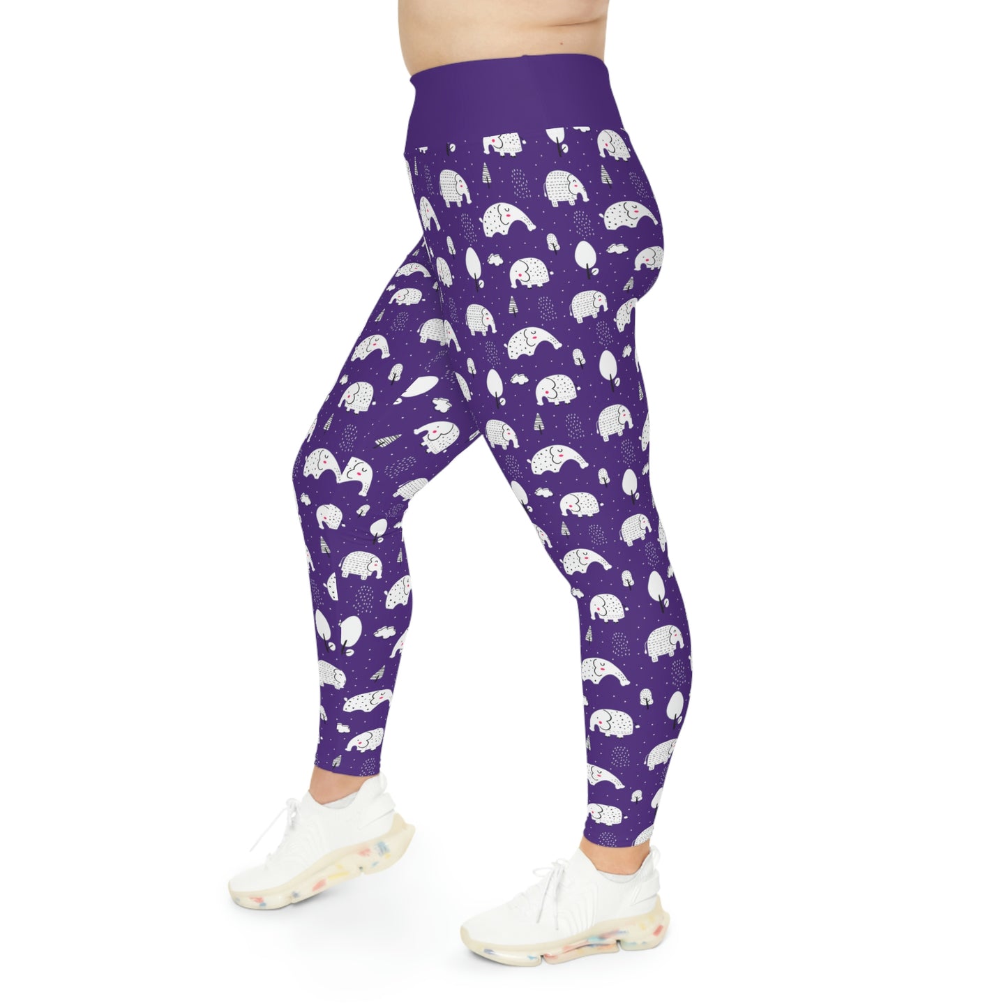 Elephant Safari animal Plus Size Leggings One of a Kind Unique Workout Activewear tights for Mom fitness, Mothers Day, Girlfriend Christmas Gift