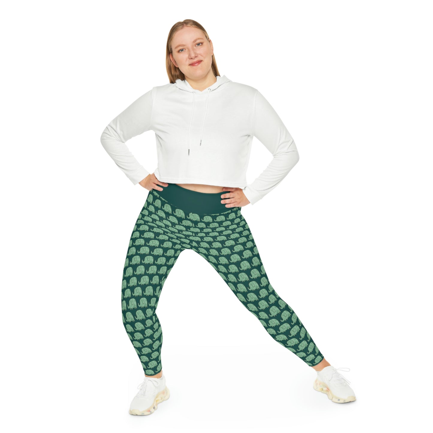 Elephant Safari animal Plus Size Leggings One of a Kind Unique Workout Activewear tights for Mom fitness, Mothers Day, Girlfriend Christmas Gift