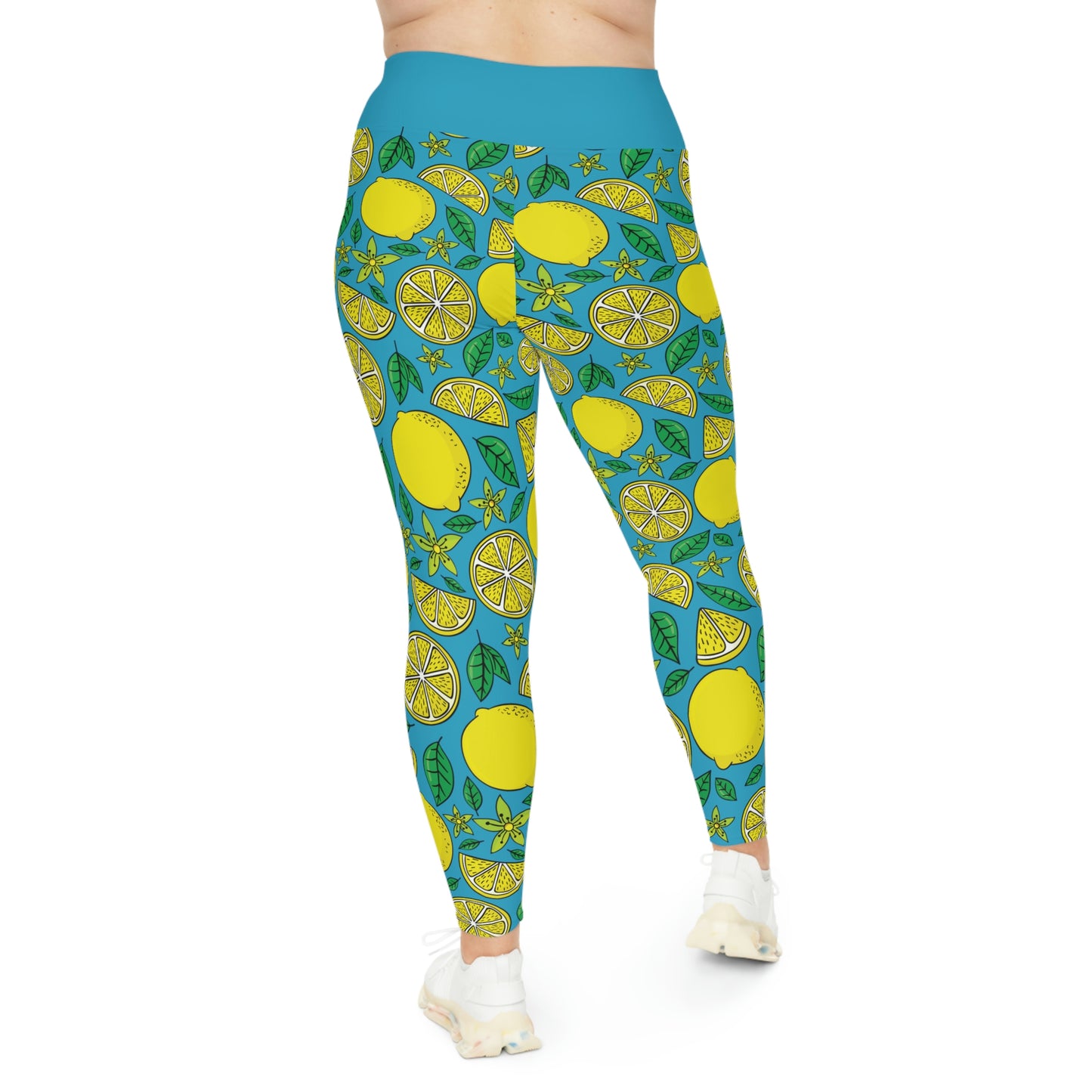 Lemon Summer Plus Size Leggings One of a Kind Gift - Unique Workout Activewear tights for Mom fitness, Mothers Day, Girlfriend Christmas Gift