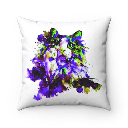Cat Watercolor Spun Polyester Square Pillow