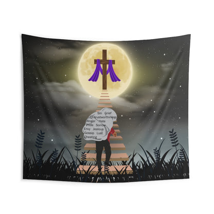Christian Tapestry Contemporary Home Decor . Galaxy Wall Hanging Art for Baby Nursery, Dorm room, Coastal Home . Housewarming Gift