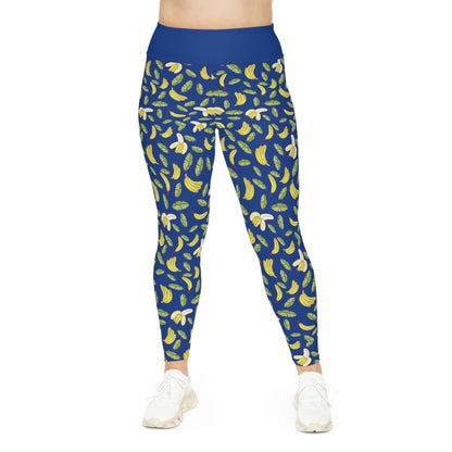 Banana Fruit Plus Size Leggings One of a Kind Gift - Unique Workout Activewear tights for Mom fitness, Mothers Day, Girlfriend Christmas Gift