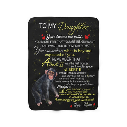 Albert the Monkey Sherpa Fleece Blanket (Daughter from Mom)