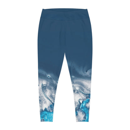 Plus Size Beach, Ocean, Coastal Women Leggings, One of a Kind Workout Activewear tights for Wife Fitness, Best Friend, mom and me  Christmas Gift