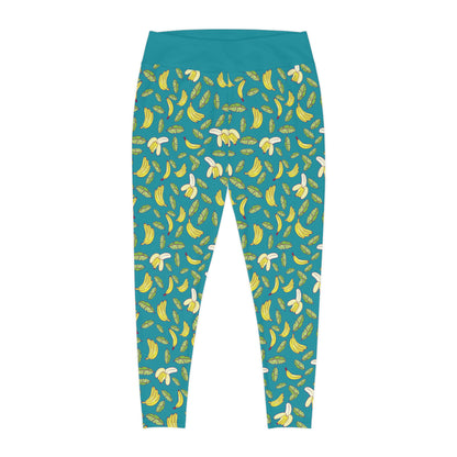 Banana Fruit Plus Size Leggings One of a Kind Gift - Unique Workout Activewear tights for Mom fitness, Mothers Day, Girlfriend Christmas Gift