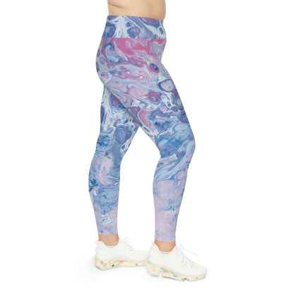 Abstract Marble Plus Size Leggings, One of a Kind Workout Activewear for Wife Fitness, Best Friend, mom and me tights Christmas Gift
