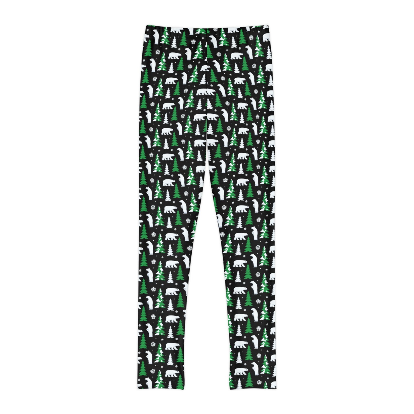 Christmas Tree Bear animal Kingdom Youth Leggings, One of a Kind Gift - Workout Activewear tights for kids, Granddaughter, Niece Christmas Gift