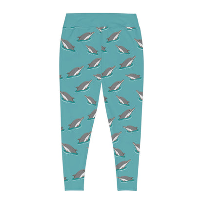 Dolphin, Ocean, Beach Plus Size Leggings One of a Kind Gift - Workout Activewear tights for Mom fitness, Mothers Day, Girlfriend Christmas Gift