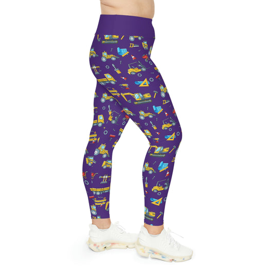Construction Plus Size Leggings One of a Kind Workout Activewear for Wife Fitness, Best Friend, mom and me tights, Mothers day , Christmas Gift