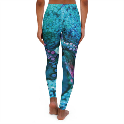 Octopus Beach Plus Size Leggings, One of a Kind Gift - Unique Workout Activewear tights for Mom fitness, Mothers Day, Girlfriend Christmas Gift