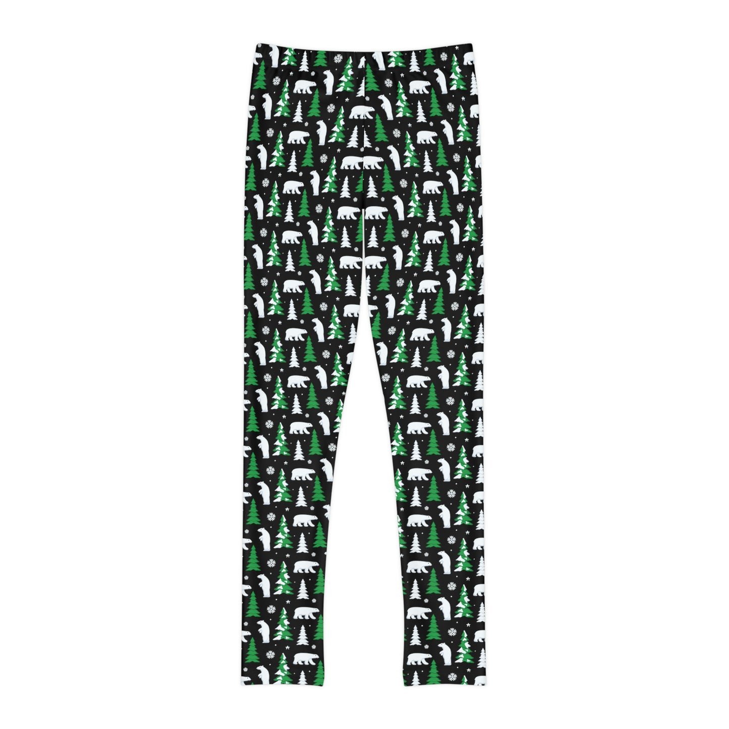 Christmas Tree Bear animal Kingdom Youth Leggings, One of a Kind Gift - Workout Activewear tights for kids, Granddaughter, Niece Christmas Gift
