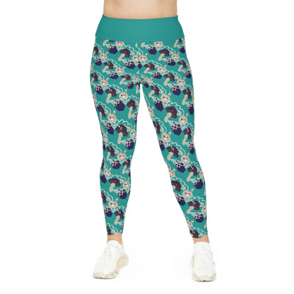 Magic Mushroom Plus Size Leggings One of a Kind Gift - Unique Workout Activewear tights for Mom fitness, Mothers Day, Girlfriend Christmas Gift