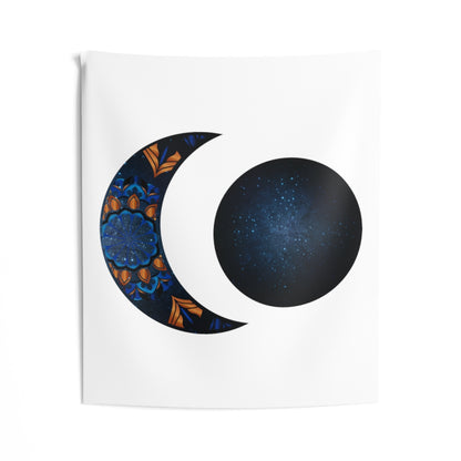 Moon Phase Tapestry Contemporary Home Decor . Galaxy Wall Hanging Art for Baby Nursery, Dorm room, Coastal Home . Housewarming Gift