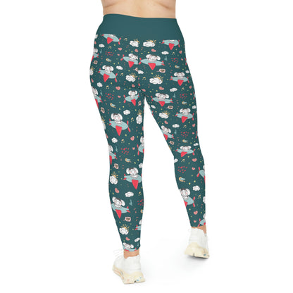 Elephant Safari Animal Plus Size Leggings One of a Kind Unique Workout Activewear tights for Mom fitness, Mothers Day, Girlfriend Christmas Gift