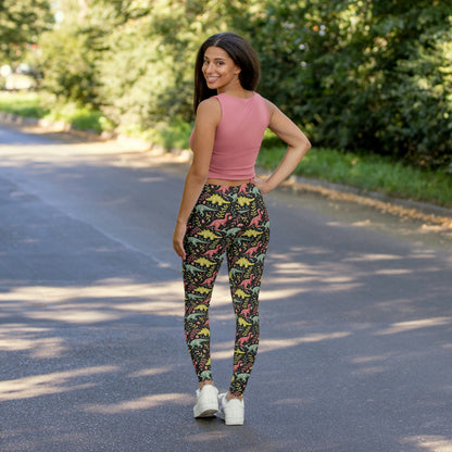 Women Dinosaur Trex Jurassic Park Leggings, One of a Kind Gift - Unique Workout Activewear tights for Wife, Best Friend . Mothers Day or Christmas Gift
