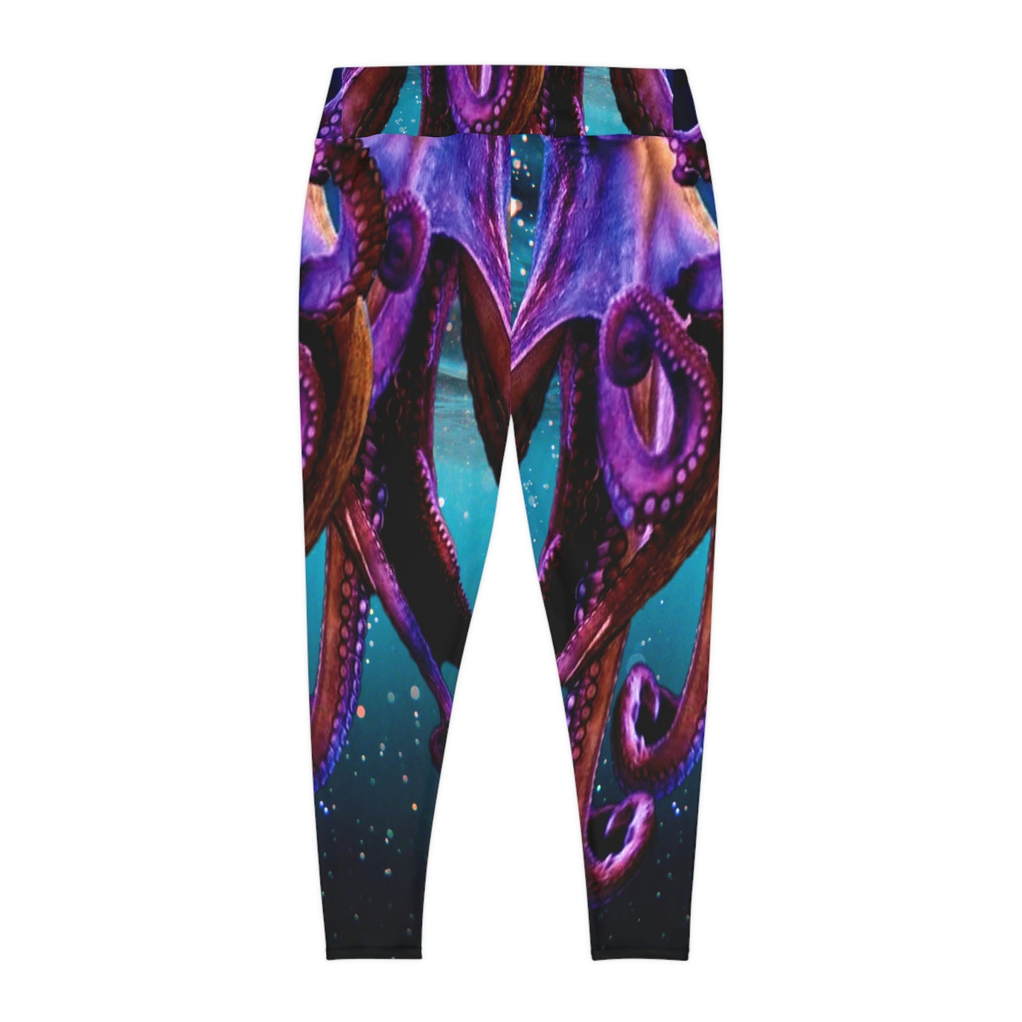 Octopus Beach Plus Size Leggings, One of a Kind Gift - Unique Workout Activewear tights for Mom fitness, Mothers Day, Girlfriend Christmas Gift