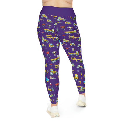 Construction Plus Size Leggings One of a Kind Workout Activewear for Wife Fitness, Best Friend, mom and me tights, Mothers day , Christmas Gift