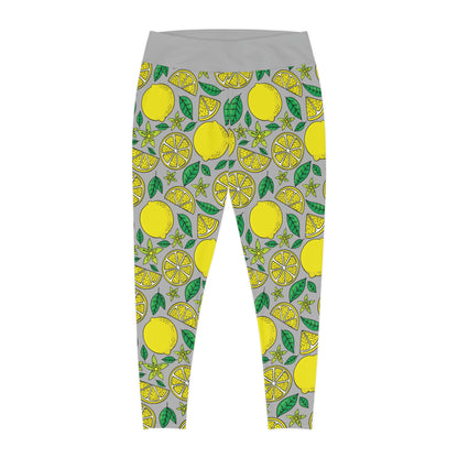 Lemon Summer Plus Size Leggings One of a Kind Gift - Unique Workout Activewear tights for Mom fitness, Mothers Day, Girlfriend Christmas Gift