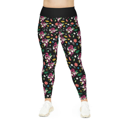 Snake Floral Plus Size Leggings One of a Kind Gift - Unique Workout Activewear tights for Mom fitness, Mothers Day, Girlfriend Christmas Gift