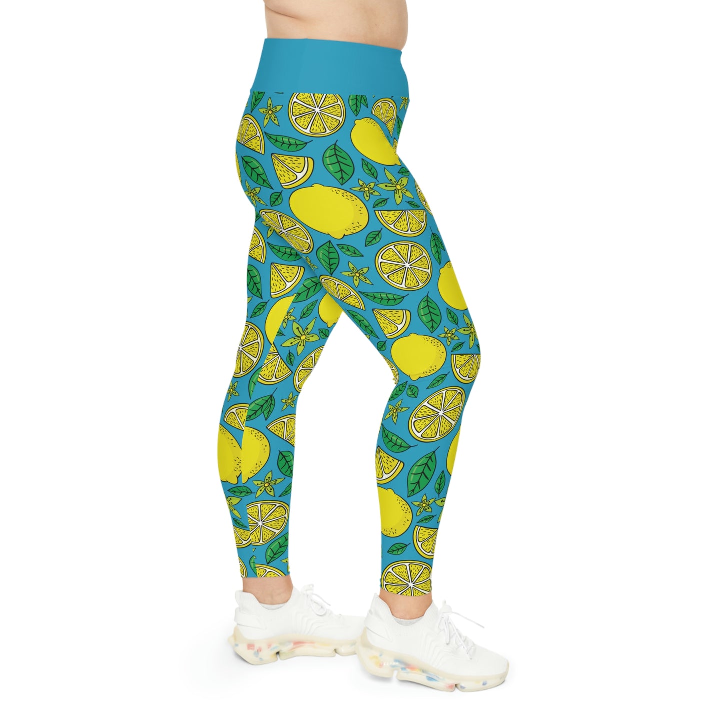 Lemon Summer Plus Size Leggings One of a Kind Gift - Unique Workout Activewear tights for Mom fitness, Mothers Day, Girlfriend Christmas Gift
