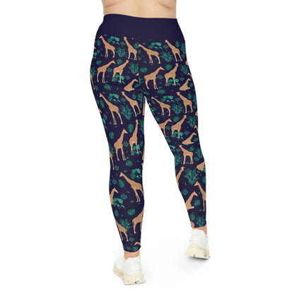 Giraffe Safari Plus Size Leggings One of a Kind  Unique Workout Activewear tights for Mom fitness, Mothers Day, Girlfriend Christmas Gift