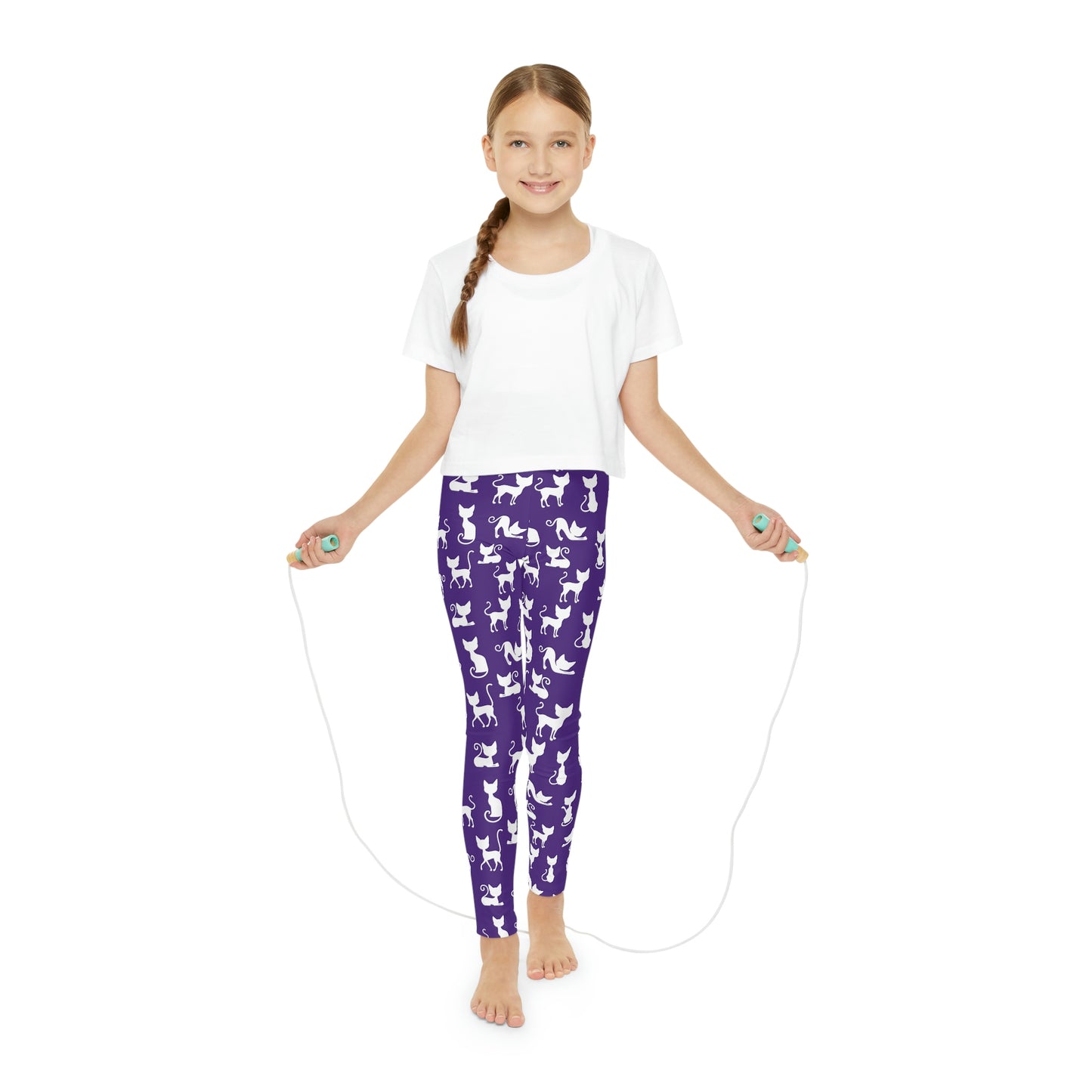 Cat Lovers Cute Summer Youth Leggings, One of a Kind Gift - Workout Activewear tights for kids, Granddaughter, Niece Christmas Gift