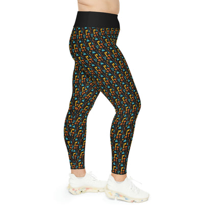 Construction Plus Size Leggings One of a Kind Gift - Unique Workout Activewear tights for Mom fitness, Mothers Day, Girlfriend Christmas Gift