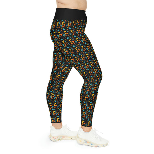 Construction Plus Size Leggings One of a Kind Gift - Unique Workout Activewear tights for Mom fitness, Mothers Day, Girlfriend Christmas Gift