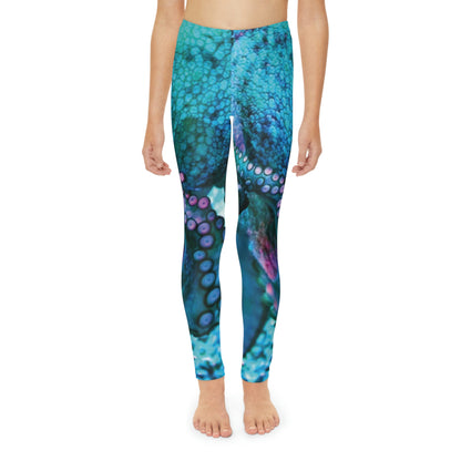 Octopus Beach Youth Leggings, One of a Kind Gift - Unique Workout Activewear tights for kids fitness, Daughter, Niece Christmas Gift