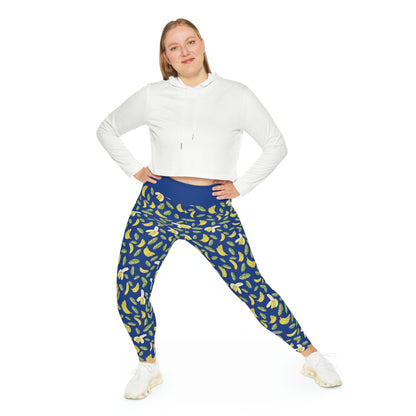 Banana Fruit Plus Size Leggings One of a Kind Gift - Unique Workout Activewear tights for Mom fitness, Mothers Day, Girlfriend Christmas Gift