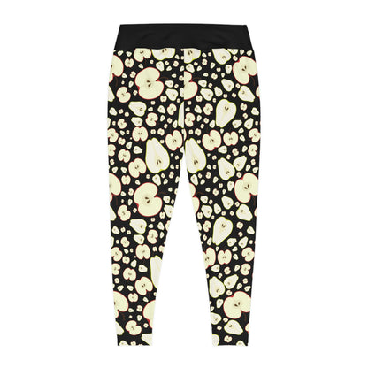 Apples Plus Size Leggings One of a Kind Gift - Unique Workout Activewear tights for Mom fitness, Mothers Day, Girlfriend Christmas Gift