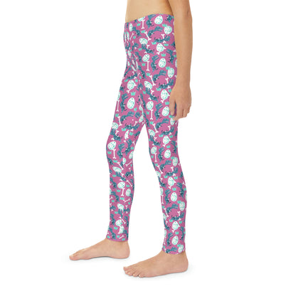 Dinosaur Trex Jurassic Park Youth Leggings,  One of a Kind Gift - Unique Workout Activewear tights for  kids , Daughter, Niece  Christmas Gift